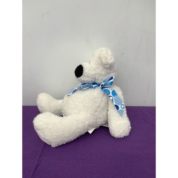 Ganz HX10916 9 Inch Mini Tubby Tummies White Bear Black Nose Blue Dotted Bow - Picture 4 of 9